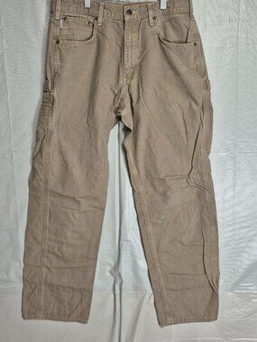 Carhartt B159 Loose Fit Carpenter Pants Mens 34x34 workwear Brown Canvas 0652